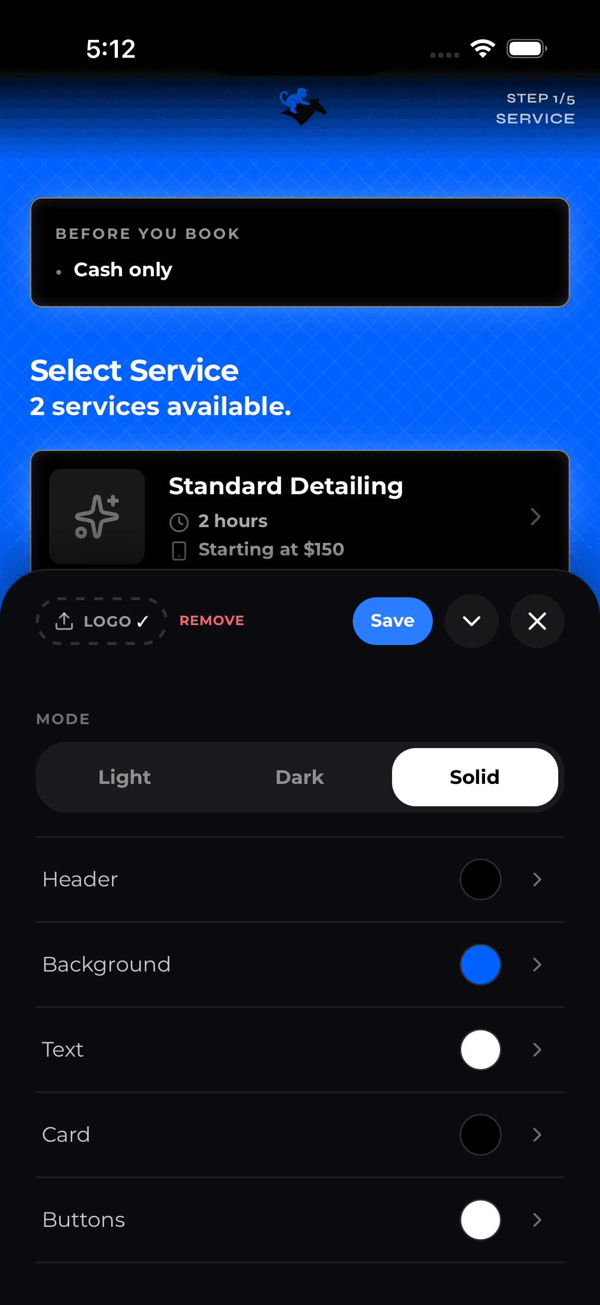 Customizing a booking page: logo, colors, and theme