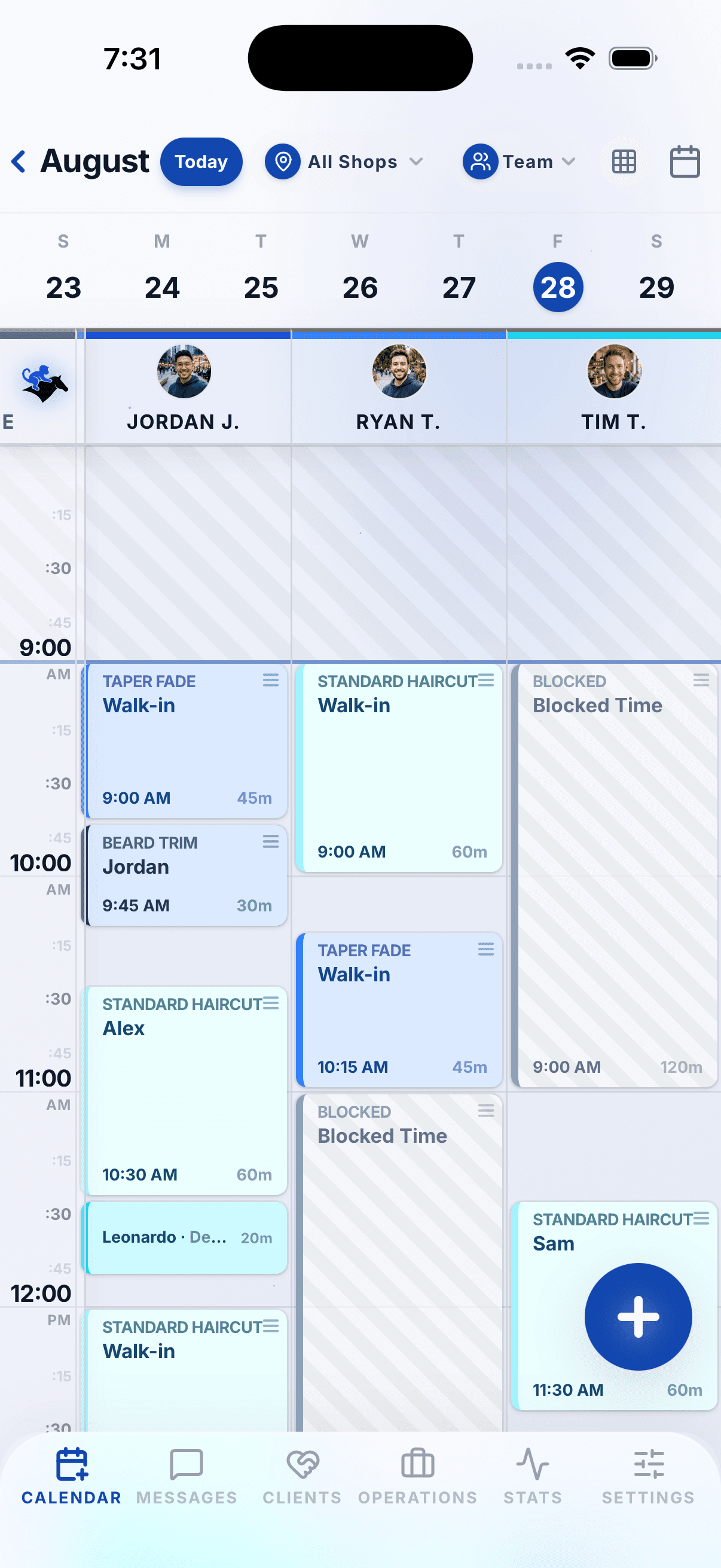 The Reelin calendar on iPhone