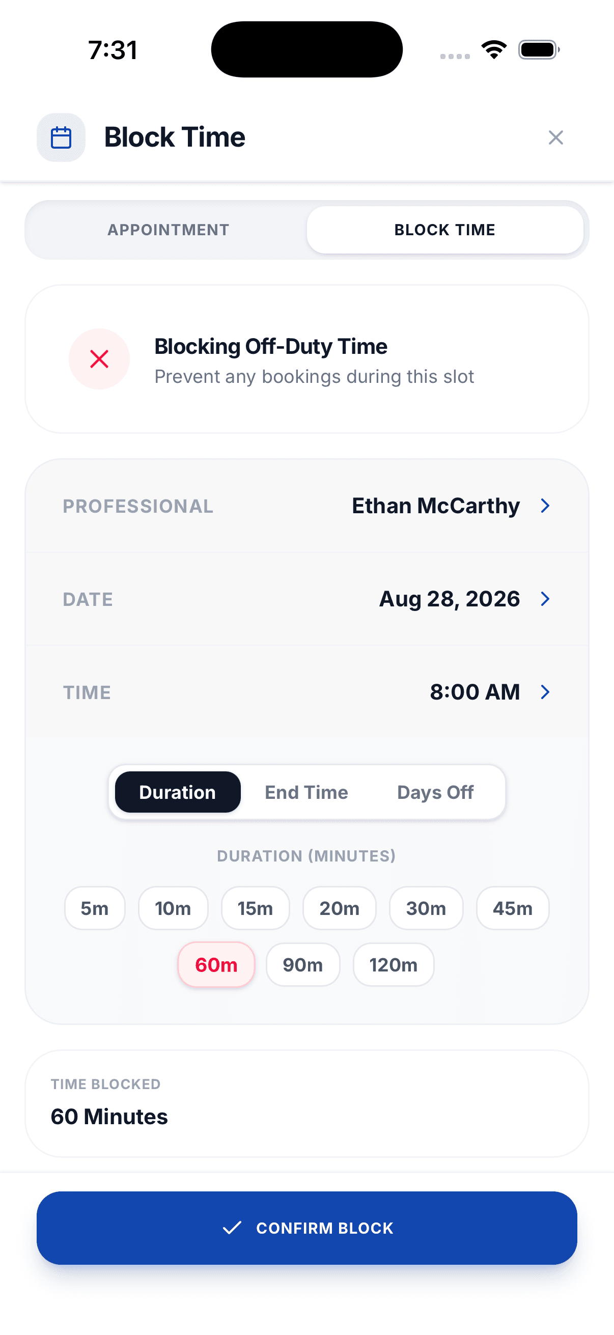 The Reelin calendar on iPhone