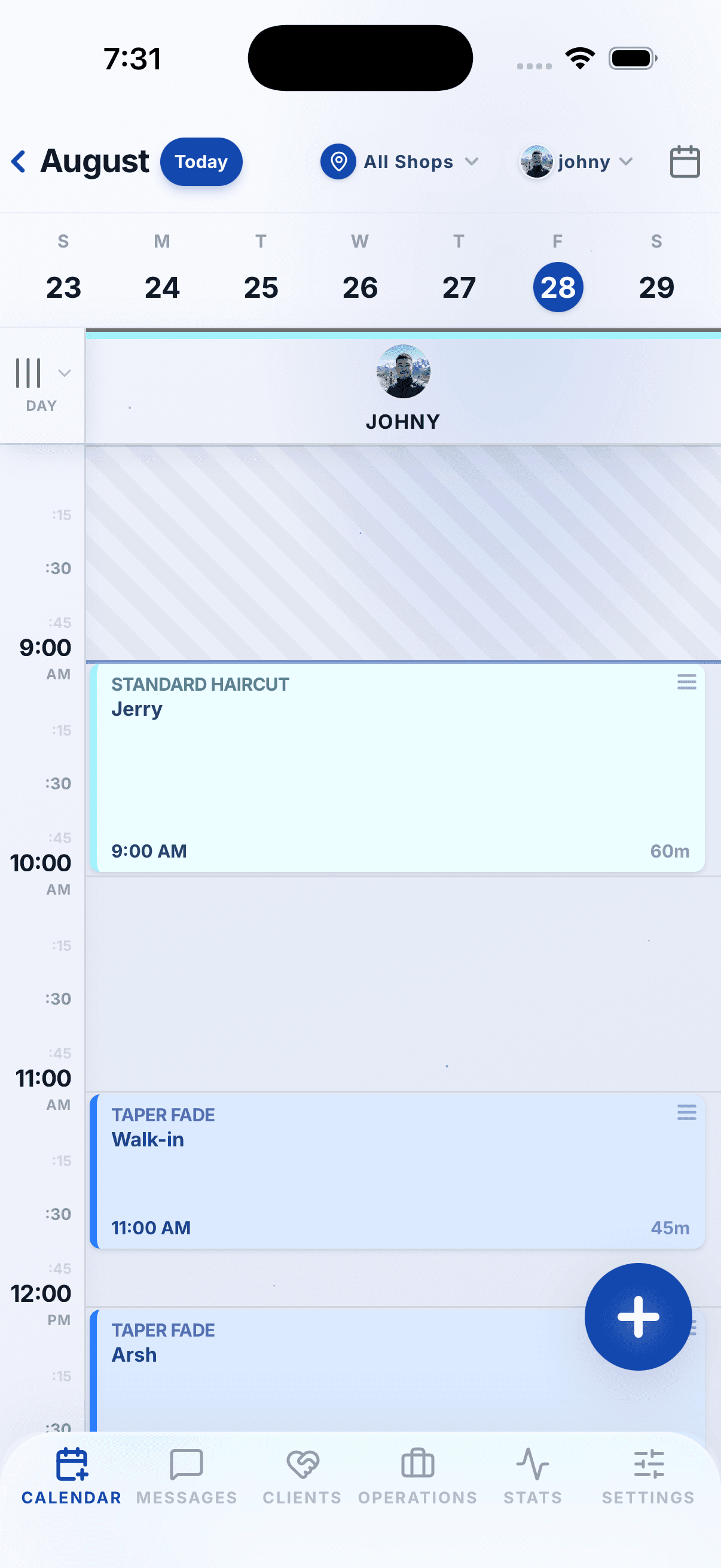 The Reelin calendar on iPhone